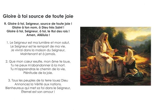Gloire à toi source de joie Gloire à toi source de joie